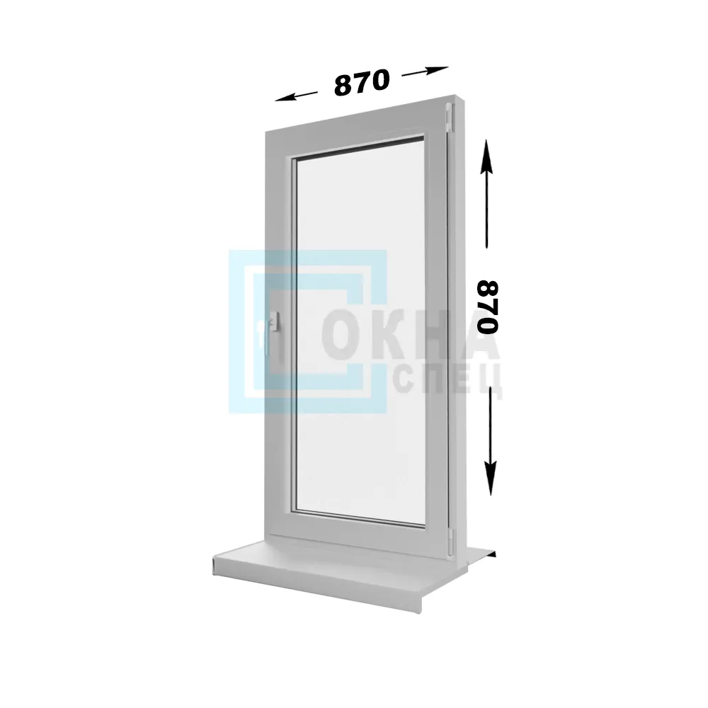 Пластиковое окно "ЭКСПЕРТ" - 1 створка поворотная 870x870