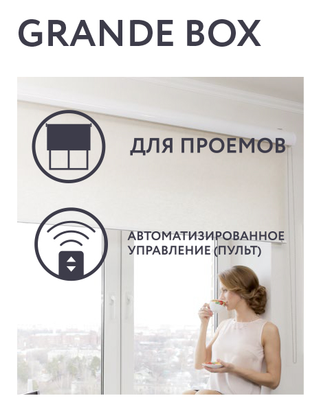 Кассетная рулонная штора FOROOM GRANDE BOX Полискрин, серая 2200×2400 мм