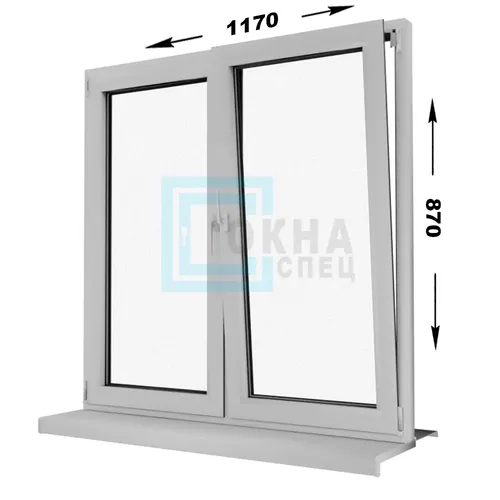 Пластиковое окно "TOPLINE-5K" - 2 створки - поворотная и откидная 1170x870