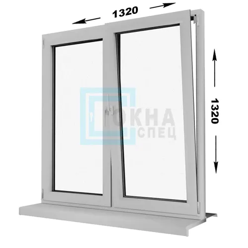 Пластиковое окно "TOPLINE-5K" - 2 створки - поворотная и откидная 1320x1320