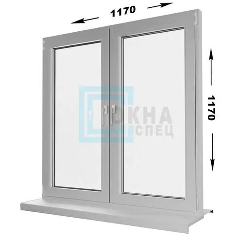 Пластиковое окно "TOPLINE-3K" - 2 створки - поворотная и поворотная 1170x1170