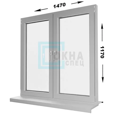 Пластиковое окно "TOPLINE-3K" - 2 створки - поворотная и поворотная 1470x1170