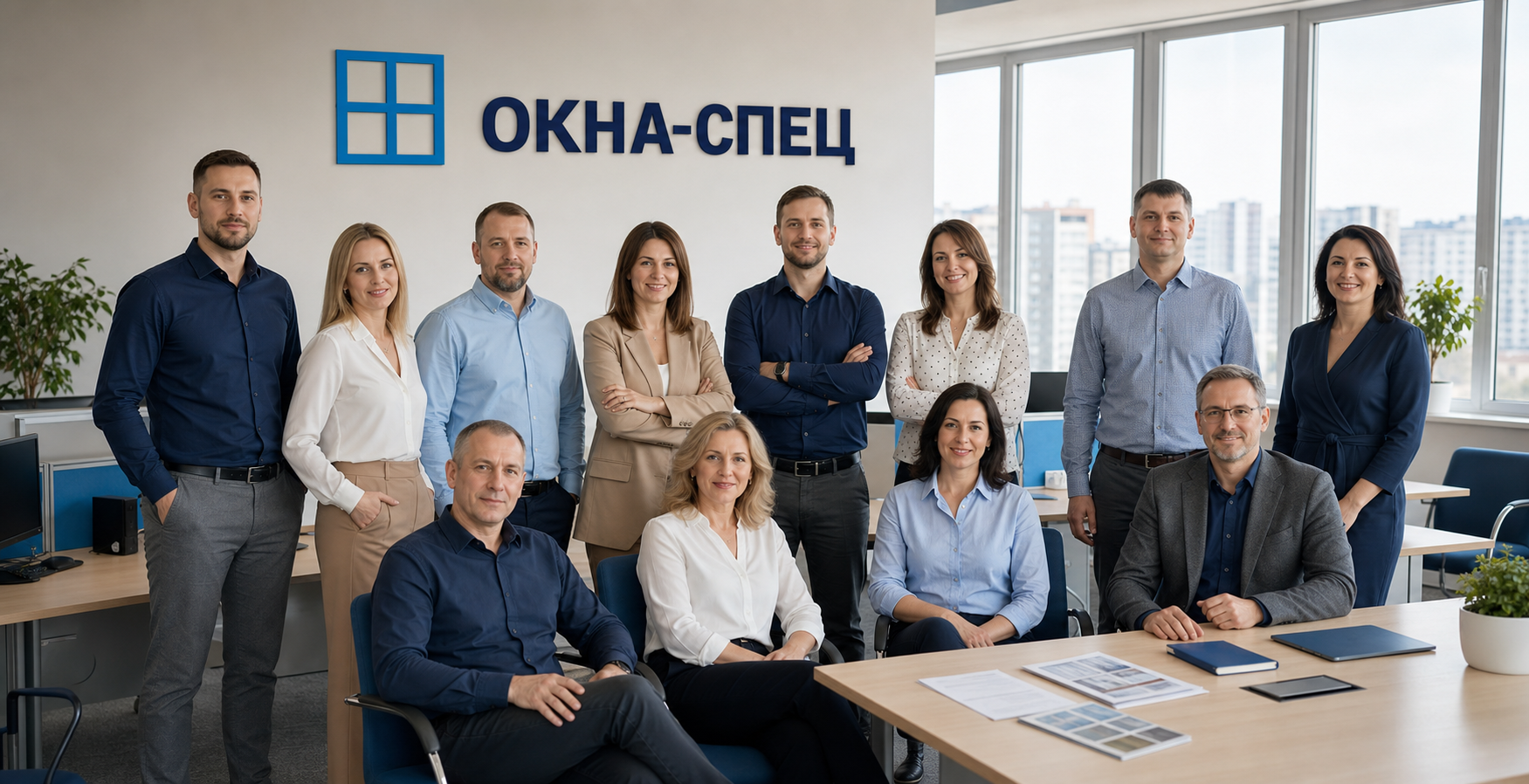 Команда компании Окна Спец в офисе